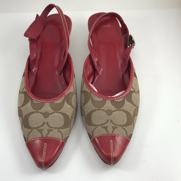 Coach Shoes - Coach Katria logo slingback low block heels, sz 8